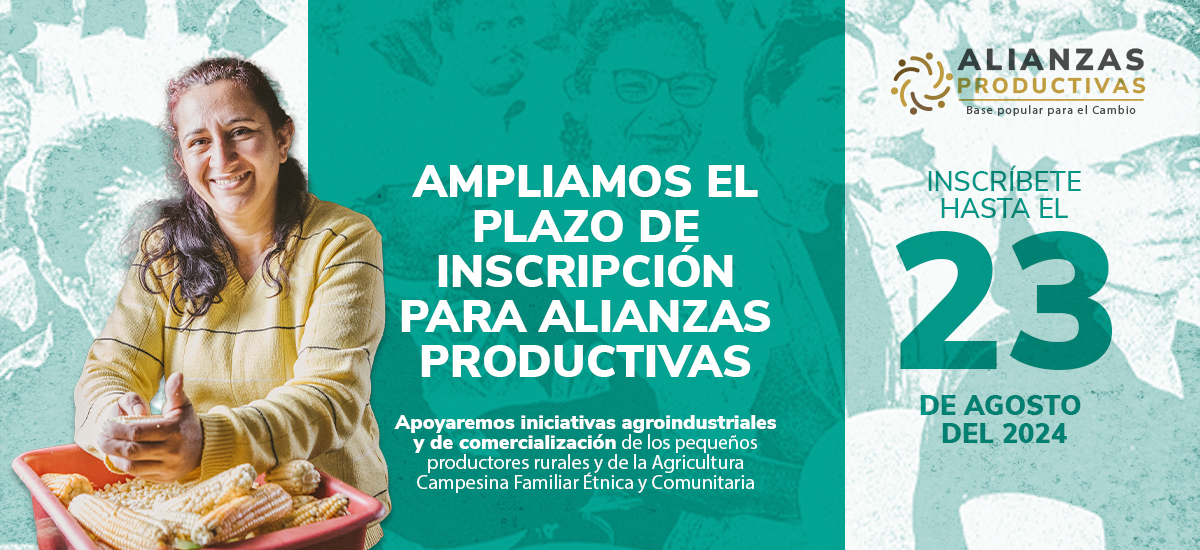 en esta imagen se puede apreciar en slaider que habla sobre las alianzas productivas y los plazos de la fecha de inscripción