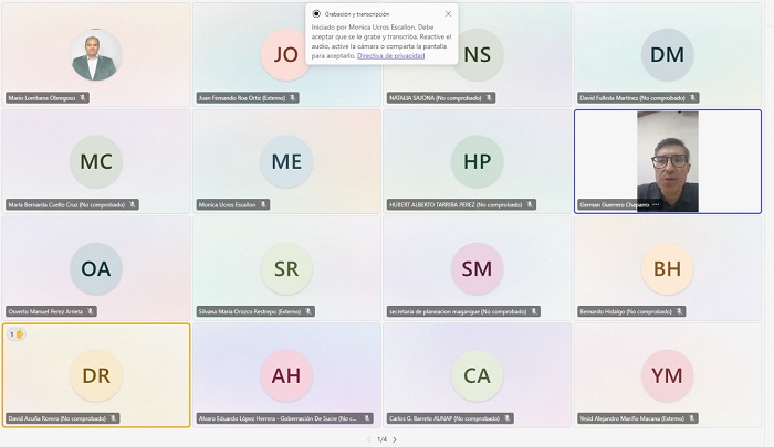 En la imagen se puede ver a una grupo de personas (Funcionarios), los cuales se encuentran reunidos en teams.